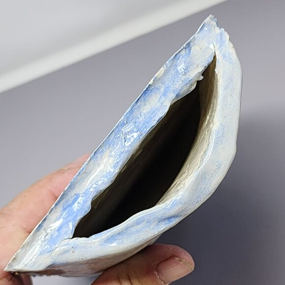 Vintage Hand Made Blue Leaf & Fern Wall Hanging Art Piece Ceramic - Picture 6 of 9